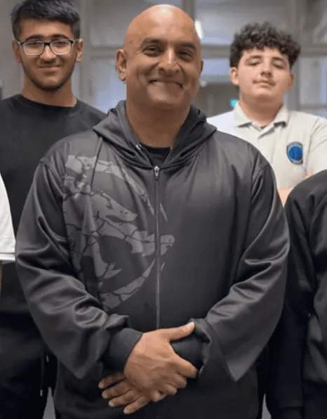 A Kombat Martial Arts coach with pupils at Lindsworth School